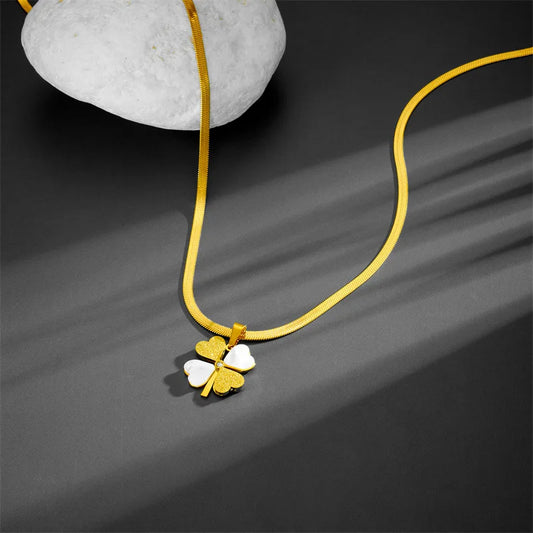 Stainless Steel Lucky Four-leaf Clover Charm Necklace