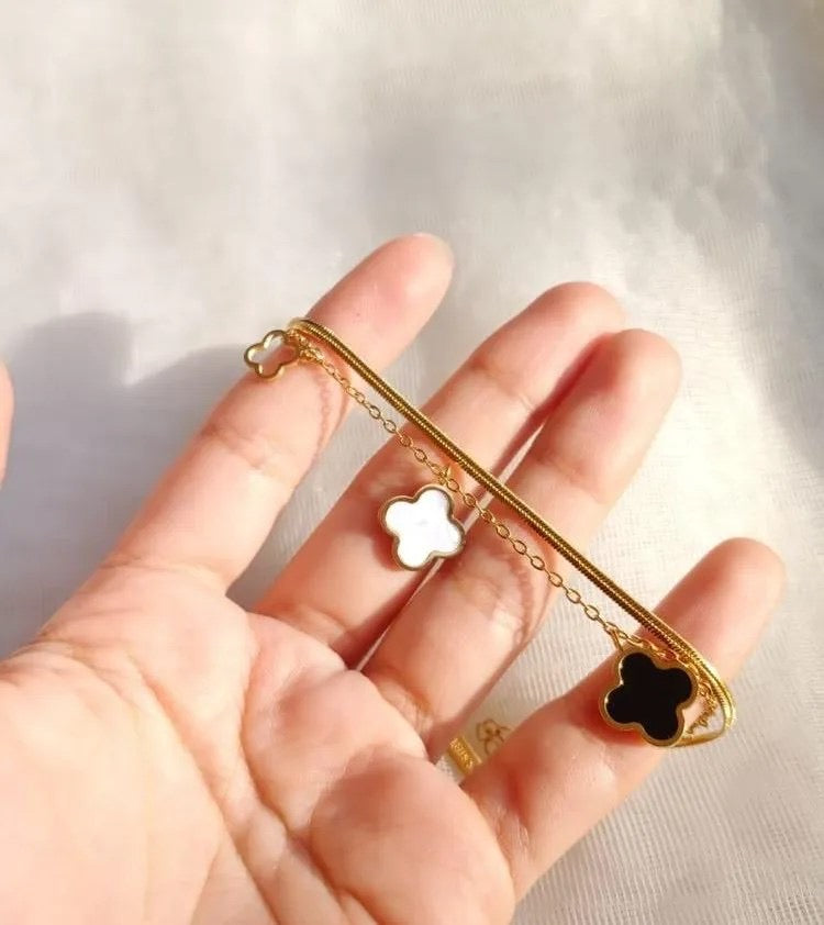 Leaf Pearl Gold Bracelet