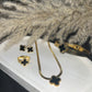 Elegant Gold and Black Clover Jewelry Set