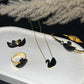 Stainless Golden and Black Swan Pendant Set